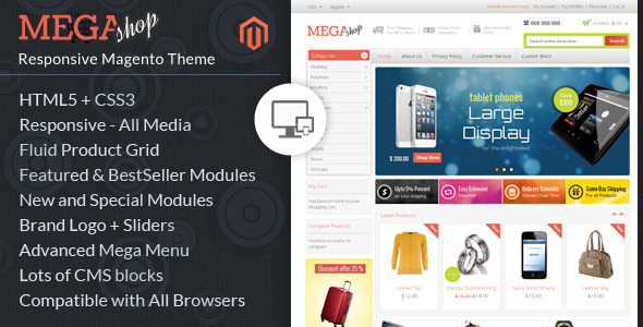 Mega Shop - Magento Responsive Templates