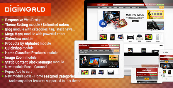 Premium Responsive OpenCart Theme - Digital World